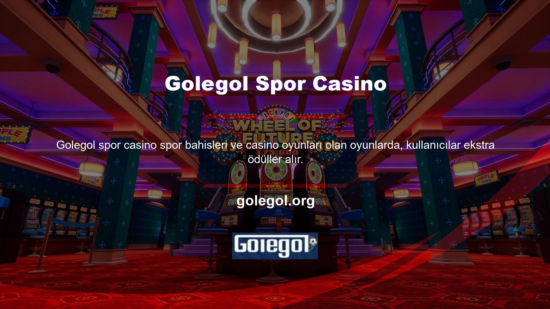 Her oyunun Golegol genel kurallarına dayanan farklı bonuslar var